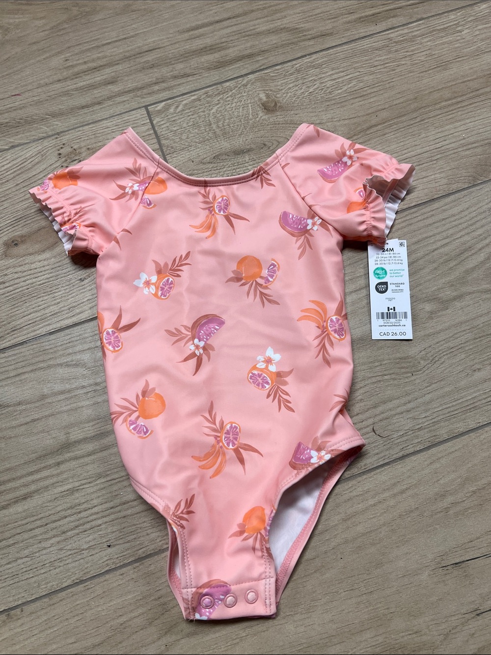 OshKosh B'gosh Peach One-Piece Swim Suit with Citrus Print
